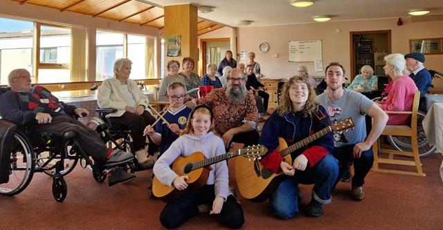 Image: Aspiring young musicians from Let's Learn and Jam bring music to St Rognvald House