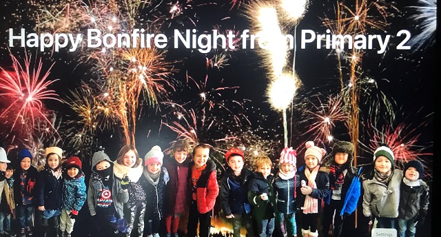 Stromness Primary pupils with their virtual fireworks