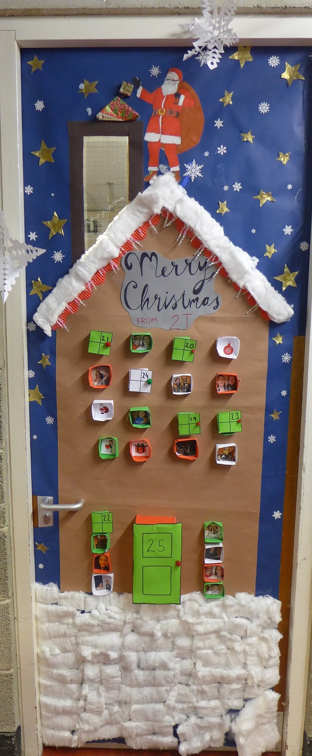 Christmas door decorations at Stromness Academy