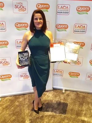 Karen picks up a special award on behalf of all school kitchen staff in Orkney