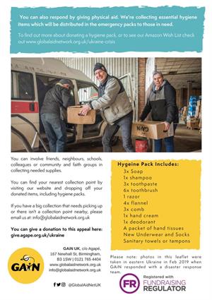 GAiN UK rep in Orkney appeals for hygiene pack donations - United with Ukraine