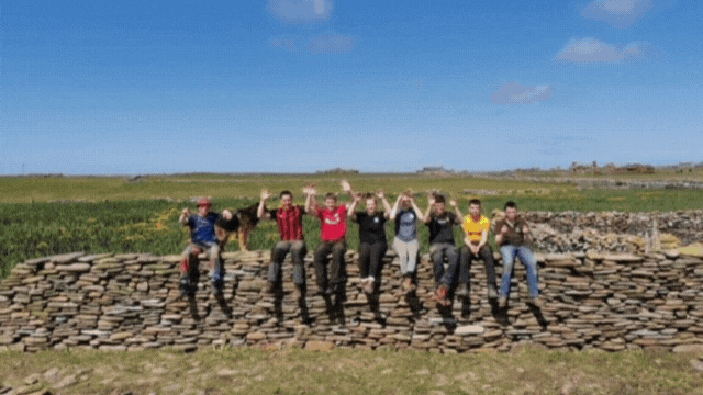 Slideshow of Stromness Academy pupils and school staff in North Ronaldsay at  sheep dykes they've repaired.