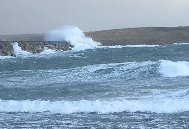 A stormy Churchill Barriers - taken from south end of Barrier No. 2